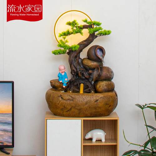 水车流水摆件水轮店铺生财开业送礼室内客厅办公室桌面景观装饰