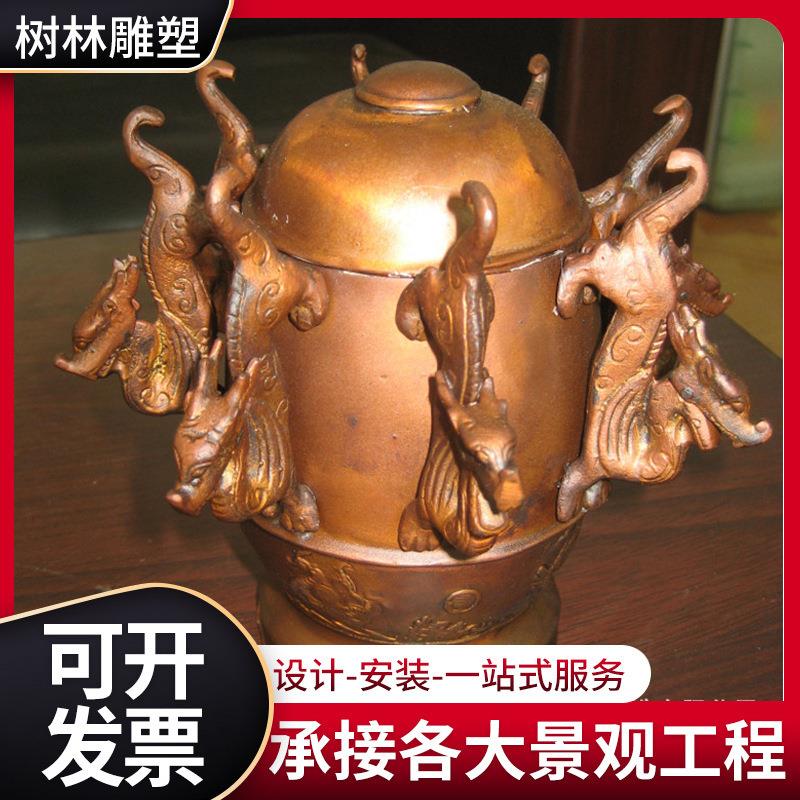 铸铜雕塑地动仪地震仪古代铸铜小型地动仪文化雕塑家居办公桌摆件