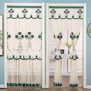 蕾丝门帘家四季 孔卧室纱门F96T77 防纱帘用夏通用双层隔断帘免打季