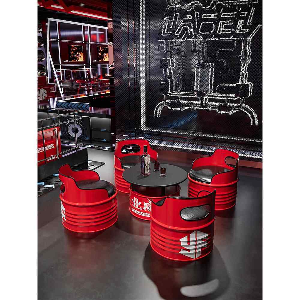 工业风酒吧桌椅组合网红个性创意铁艺油桶定制咖啡厅清吧卡座沙发