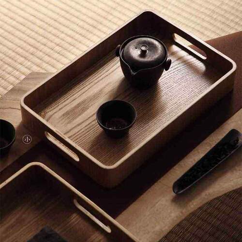 Cafeteria tray selection of wooden cake bread tray