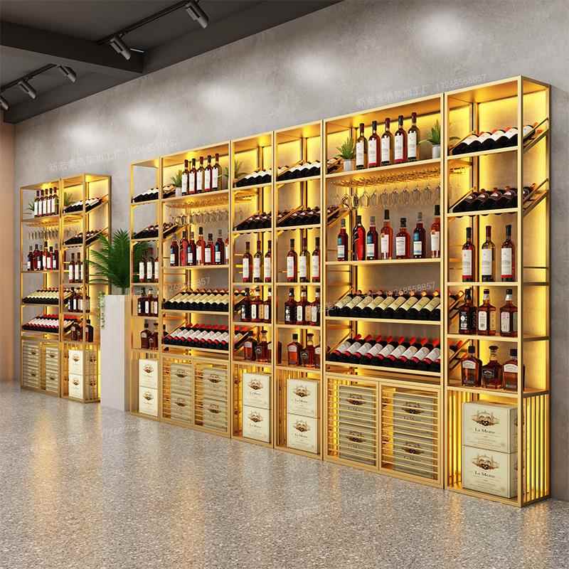 酒架落地式酒柜红酒展示架酒庄商用置物架铁艺靠墙多层收纳架