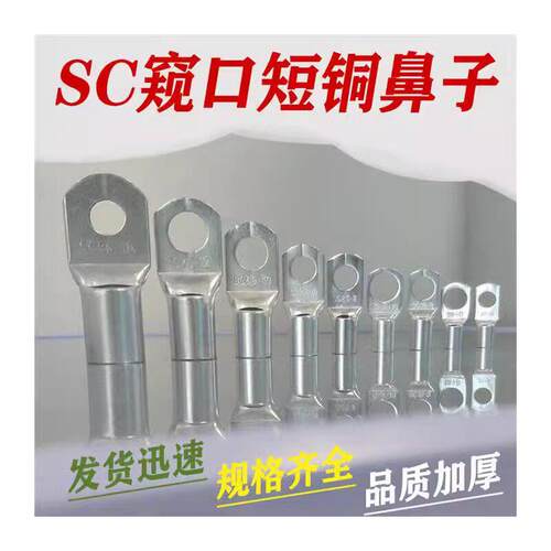 SC10-16-25-35-50-6/8窥口铜接线端子/铜线鼻/铜鼻子/镀锡铜端子