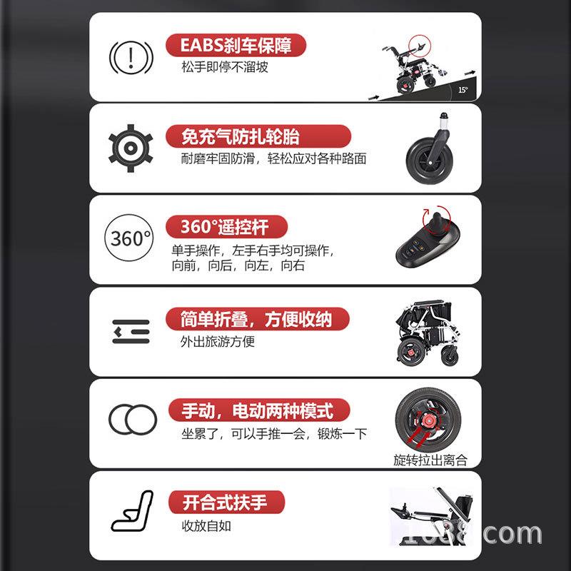 电动轮椅厂家电动轮椅车全自动智能折叠轻便老人代步车一体折叠