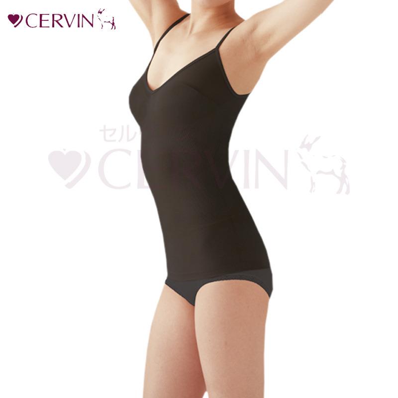 CERVIN 紧身半塑身低胸吊带背心 无袖修身瘦腰背心打底黑色
