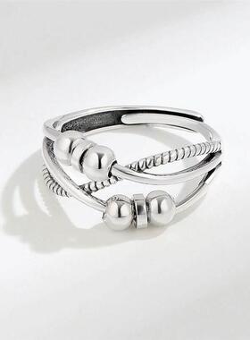Argent Sterling Silver 925 Bague Anti Sress Womens Rings Fid