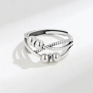 Argent Sterling Silver 925 Bague Anti Sress Womens Rings Fid