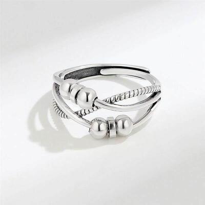 Argent Sterling Silver 925 Bague Anti Sress Womens Rings Fid
