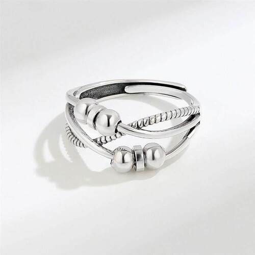Argent Sterling Silver 925 Bague Anti Sress Womens Rings Fid