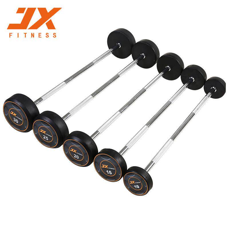 JX-L522健身房商用固定杠铃1.2米杆一体式包胶小杠铃健身器材
