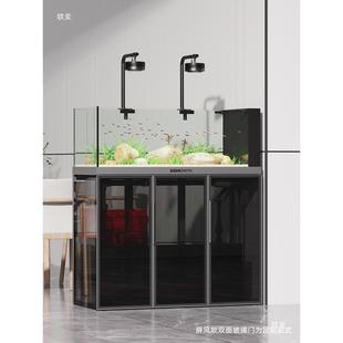 老渔造景底滤溪流缸超白玻雷璃龙鱼缸匠水族箱tj 落一 sdloj体立式