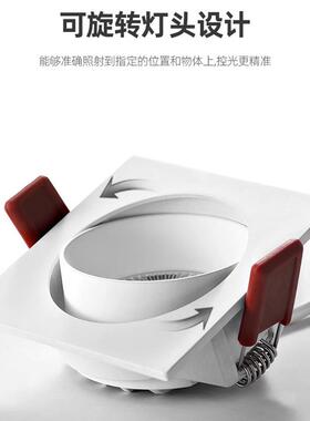 LED全光谱超薄斗胆灯方形嵌入式射灯筒灯双头射灯家用 客厅无主灯
