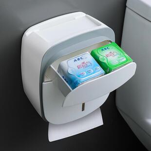 新款直销双层纸巾盒卫生间厕所卫生纸置物架壁挂式免打孔卷纸抽纸