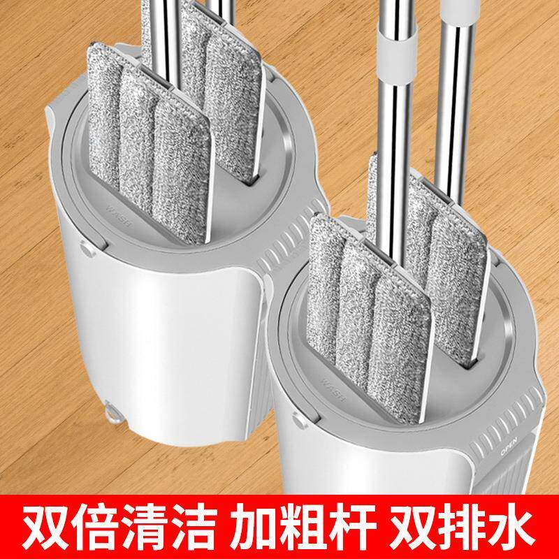 免手洗平板刮水拖把家用一拖净懒人拖布桶清洁工具拖把套桶
