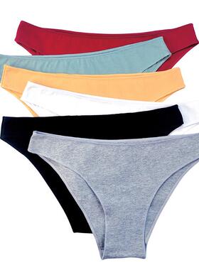 3Pcs Women Cotton Panties Comfortable Underwear Solid Low Wa