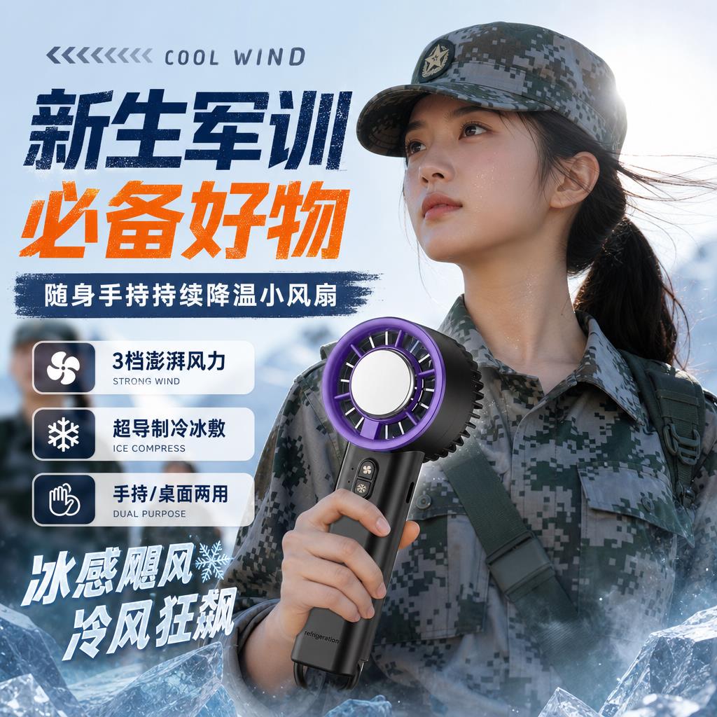 迷你手持充电风扇持久续航易携带学生开学军训户外解暑降温小电扇