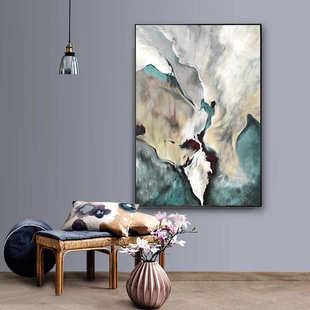 大幅竖版北欧美式抽象色彩墙画现代简约装饰画玄关连廊走廊挂画