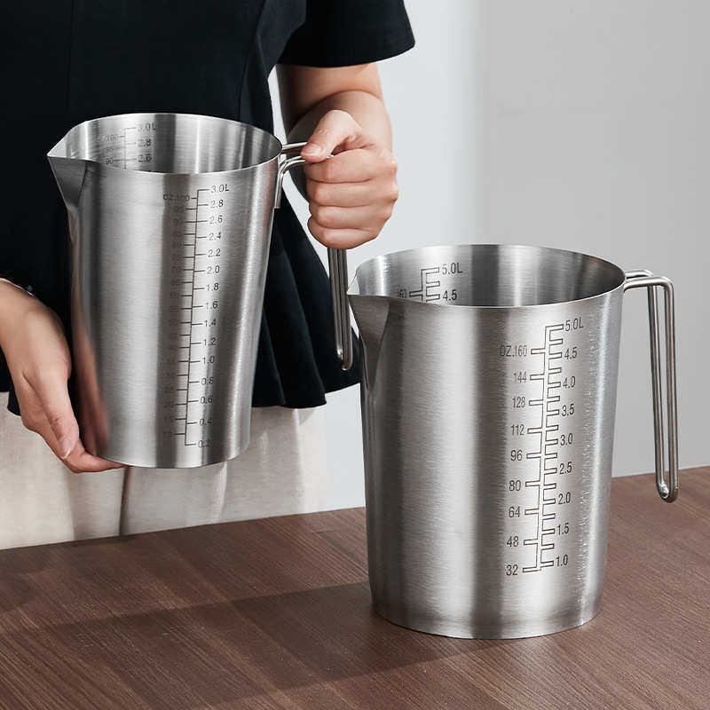 大容量不锈钢烧杯实验室化工厂用304不锈钢量杯3000ml-3L5L