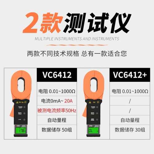 测试仪电阻地仪数字vc6410钳 vc6412接地电阻测试仪防雷形+阻胜利