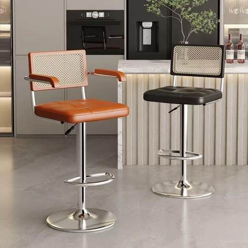 中古风吧台椅子可升降前台收银旋转吧凳高脚凳加高吧椅吧台凳椅子