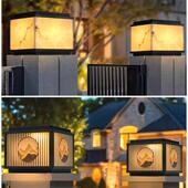 太户阳能柱头灯现代简约大门四方星空柱柱灯外庭院灯中式 墅围墙花