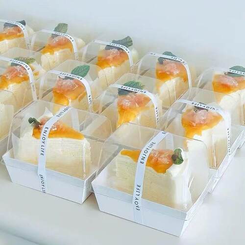 巴斯克网红切块蛋糕盒烘焙蛋糕卷打包盒透明千层慕斯切件甜品盒子