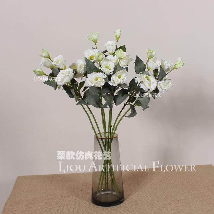白色洋桔梗假花花束仿真花 洋牡丹装饰花 客厅家居摆设绢花