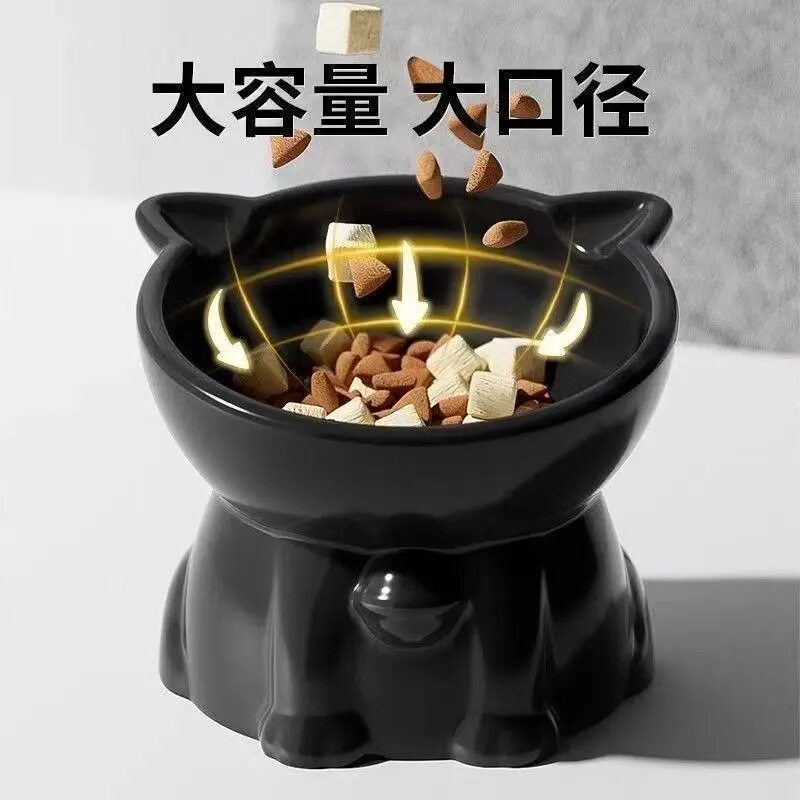 塑料猫食高脚下巴猫咪饭碗慢食碗