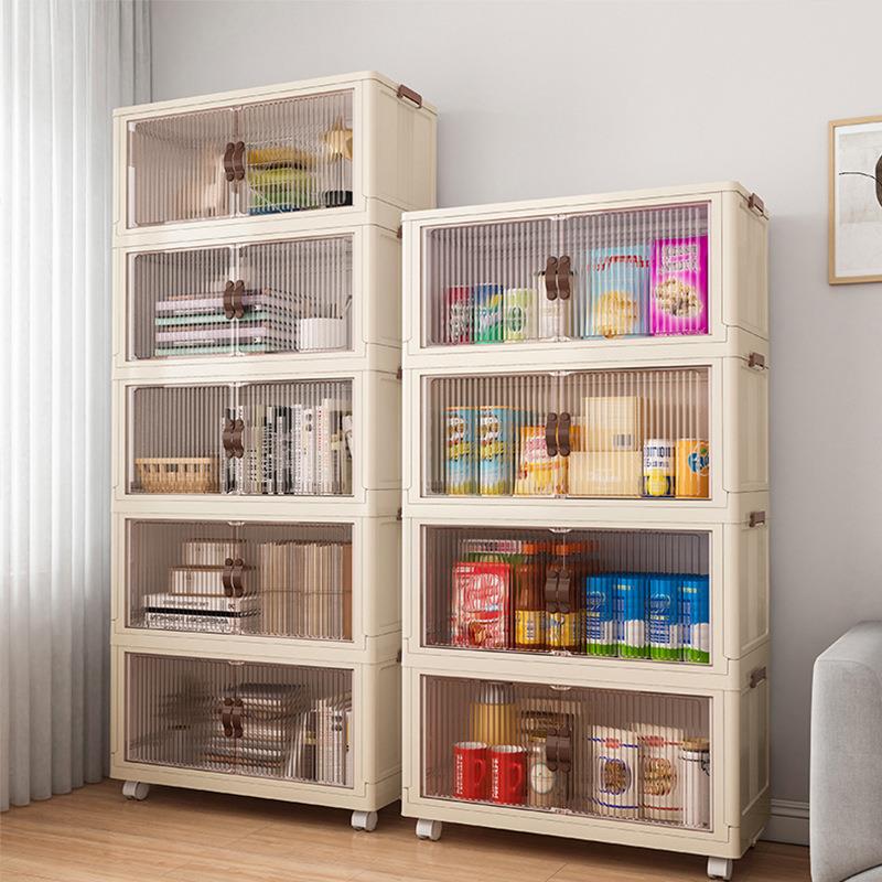 双开门折叠收纳柜家用客厅储物柜免安装简易收纳柜衣橱柜