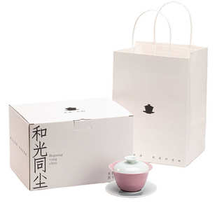 香薰三才盖碗蜡烛国风创意陶瓷摆件送礼家用氛围木芯蜡烛 墨己中式
