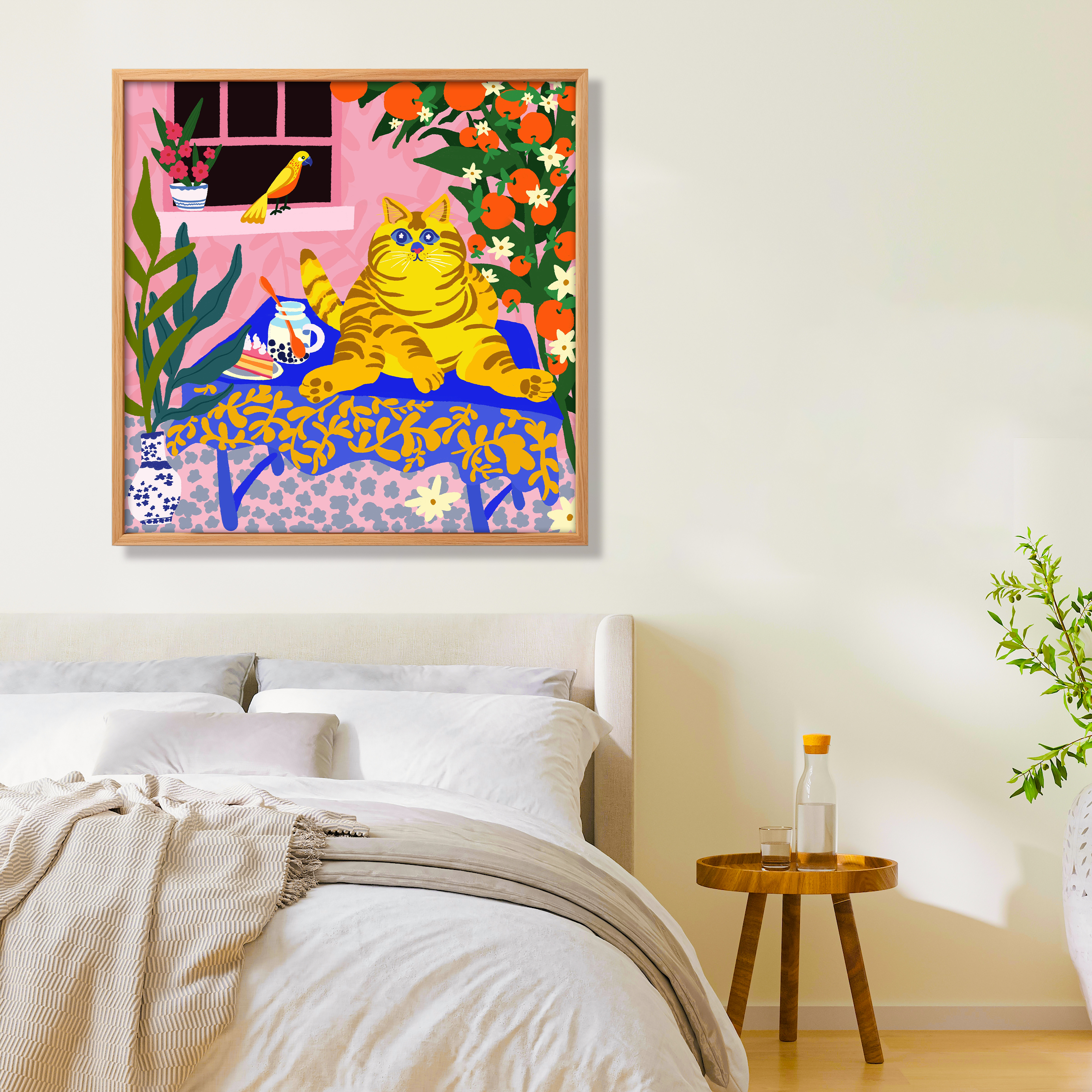 送画框【Fickle Kitty In Love 4】姚品限量版画现代沙发儿童挂画