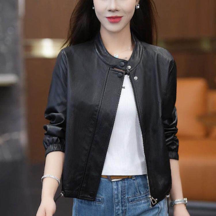 时尚休闲短款PU皮衣外套女2026春秋季新款宽松显瘦小个子上衣夹克