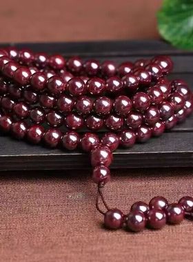 6MMMM收藏级湘西正品朱砂108颗佛珠手串透光紫金晶体原石特级辰砂