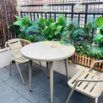 阳台小圆桌椅组合休闲 区外摆奶茶店商用碳钢户外桌椅庭院露天花