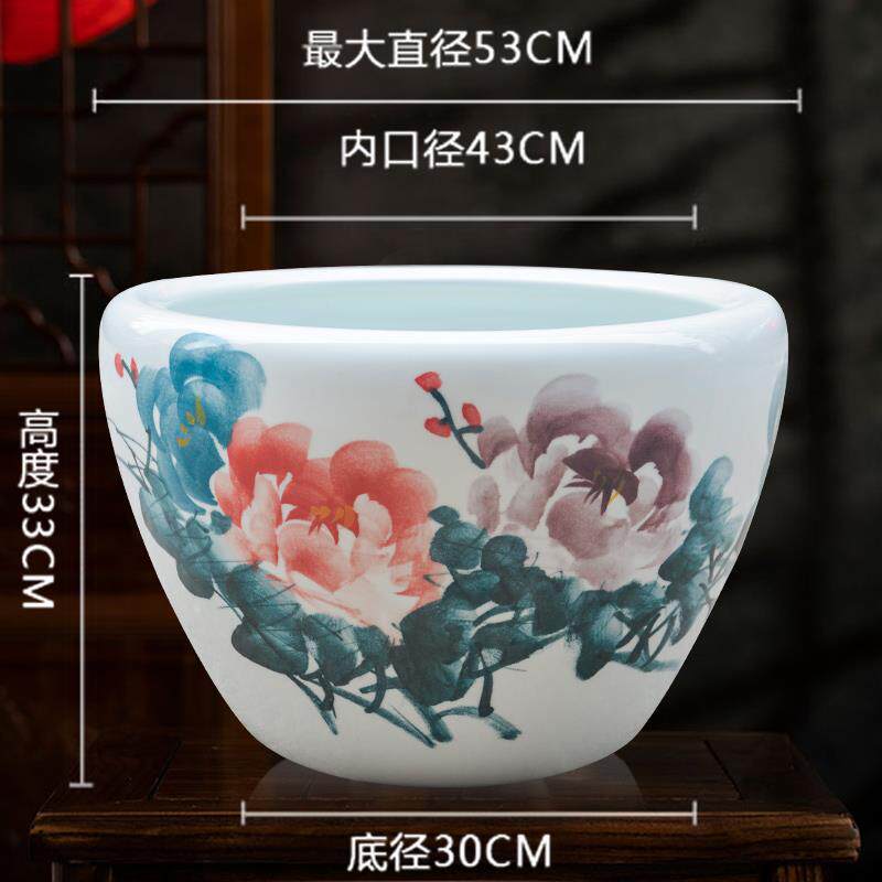 新品庭大院景德镇青花瓷缸金鱼缸荷花碗莲缸水睡莲盆乌龟缸酒店甲图片