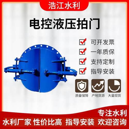 厂家供应污水管道全自动液压缓冲拍门水利设备可远程控制对开拍门