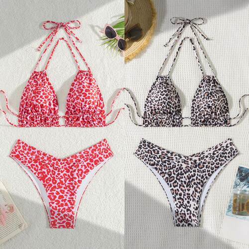 Adjustable strap hanging neck top with V-shaped bottom