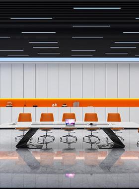 白色烤代漆会议桌长桌约现大简型长方形MS-HYZ3洽条桌谈室办公桌