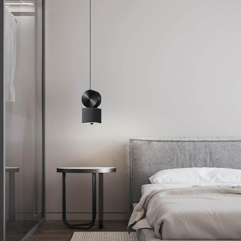 全铜意式极简 卧室床头小吊灯简约设计师现代创意方形客厅吧台灯
