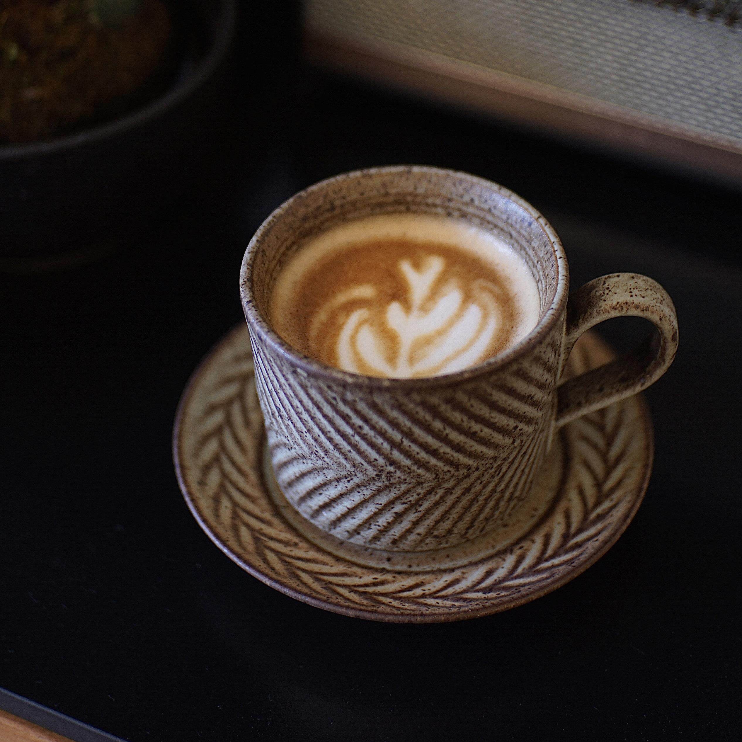 花间树里。复古粗陶拿铁咖啡杯碟套装下午茶杯子喝水杯手冲咖啡杯