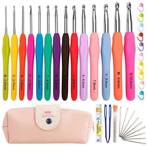 15PCS Crochet Hooks Kit 2.0mm to 8.0mm Aluminum Crochet Need