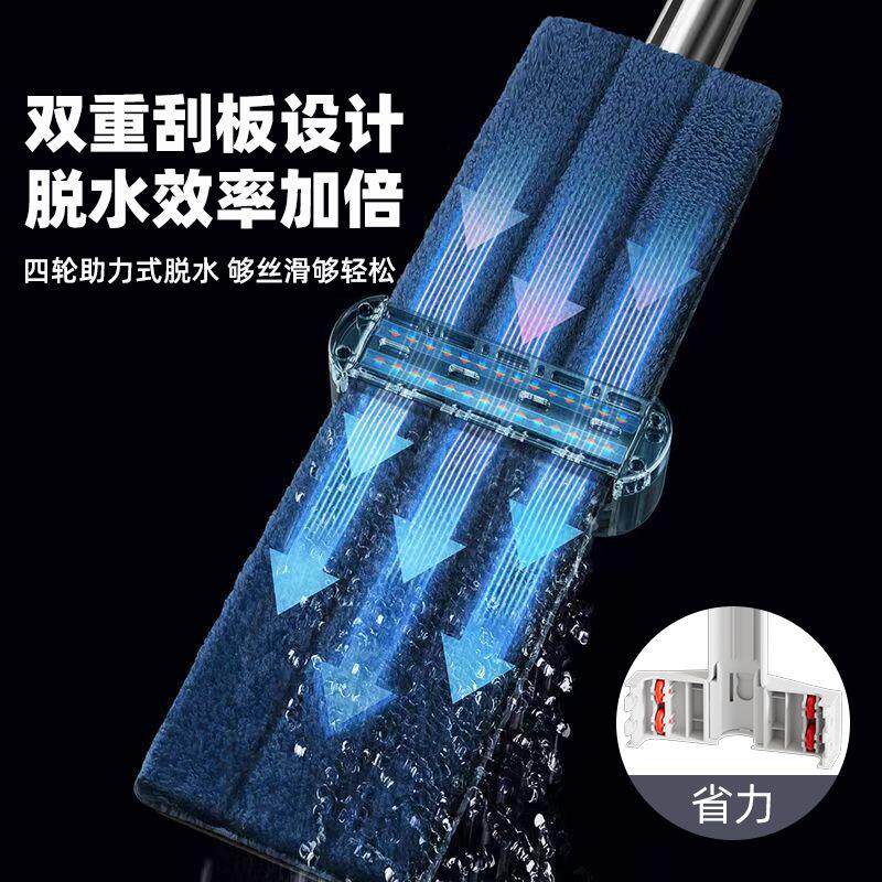 拖把家用一拖净加粗加厚杆免手洗懒人酒店饭店大面积拖地拖把桶