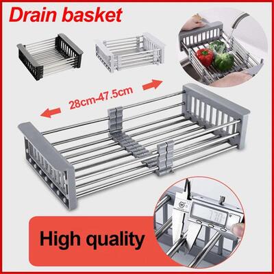 Adjustable Dish Drainer Stainless Steel Sink Drain Dish Rack