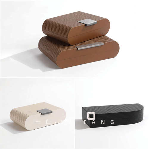 奢收纳盒金属衣帽酒店摆件卧室间轻样板间高档售楼处首饰盒皮革