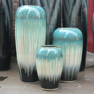 客厅餐厅落地大花瓶 新中式酒店别墅花插花器装饰摆件 流觞曲水