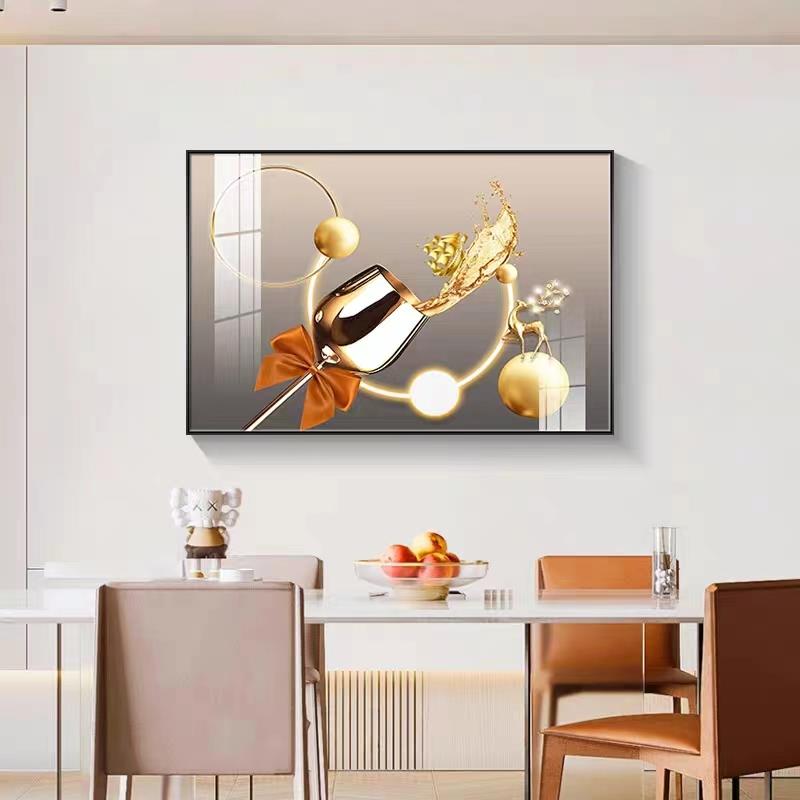 装横版餐厅饰画现代简约饭厅画单幅01134-2酒餐杯桌壁画挂玄关进图片