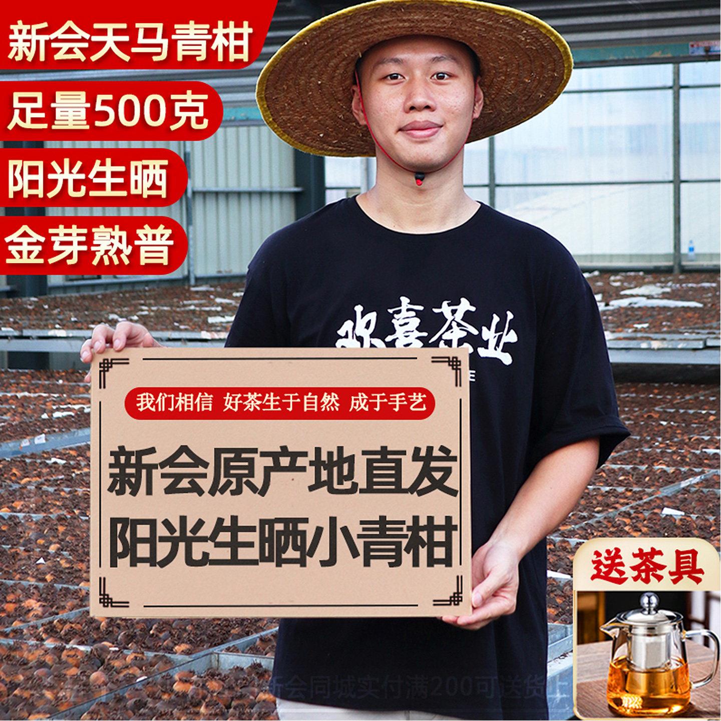 新会小青柑普洱茶熟茶天马柑普茶生晒小青桔陈皮小柑橘茶茶叶500g