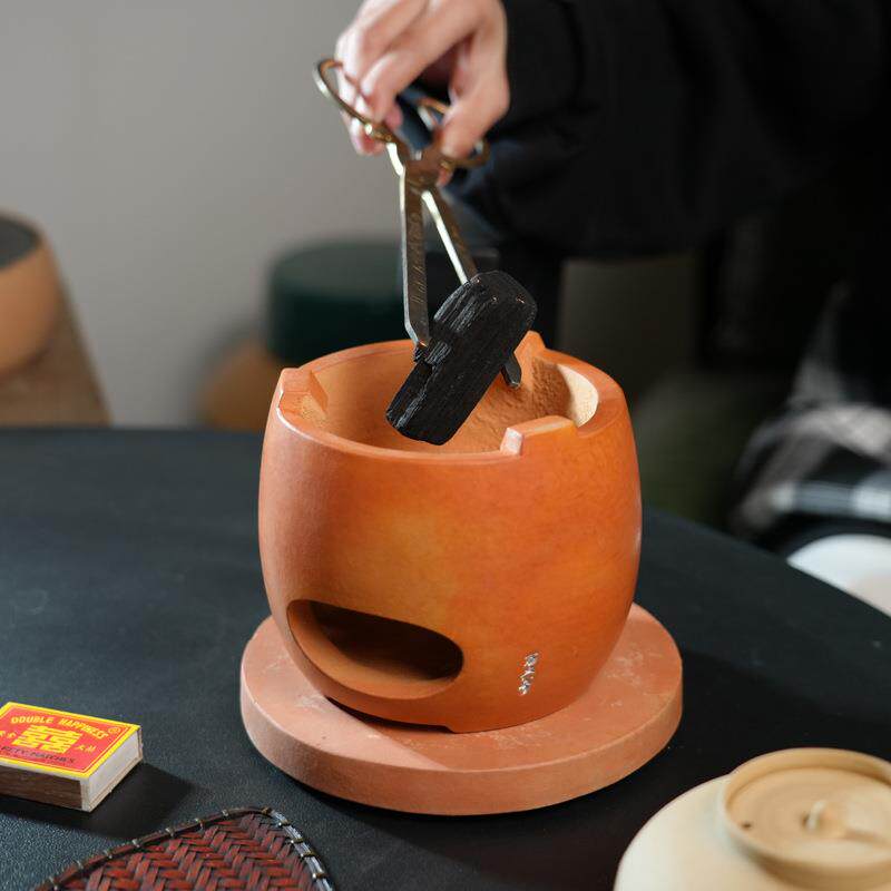 潮州副榜炉工夫茶红泥纳宝炉家用手工茶室内碳炉茶具围炉煮茶炉