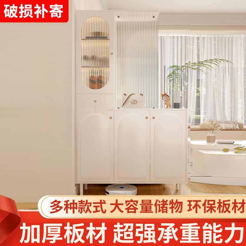 玄关柜入户鞋柜简约现代北欧风玻璃一体书柜现代屏风隔断客厅遮挡