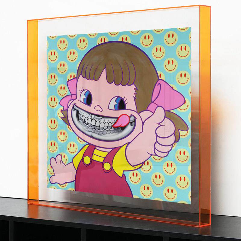 不二家牛奶妹装饰画亚克力相框装裱画女孩卧室儿童房潮流艺术画